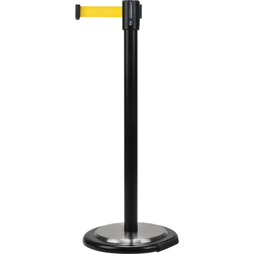 Barri&egrave;res sur pieds pour le contr&ocirc;le des foules, Acier, 35" h, Ruban Jaune, Longueur du ruban 12' Pronet Distribution