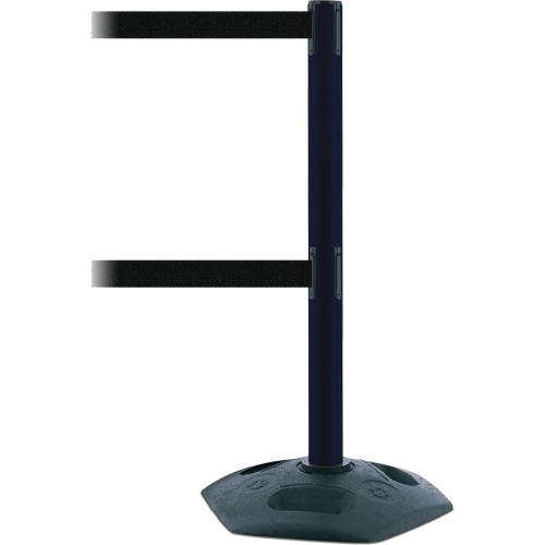 Poteau robuste &agrave; ligne double, Plastique, 38" h, Ruban Noir, Longueur du ruban 7,5' Pronet Distribution
