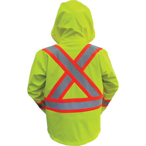 Hi-Vis FR/PU Safety Rain Jackets, Small, High Visibility Lime-Yellow Pronet Distribution