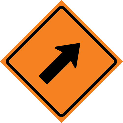 Right Diagonal Arrow Roll-Up Traffic Sign, 29-1/2" x 29-1/2", Vinyl, Pictogram Pronet Distribution