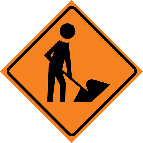 Men at Work Roll-Up Traffic Sign, 29-1/2" x 29-1/2", Vinyl, Pictogram Pronet Distribution