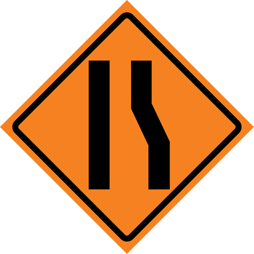 Merge Left Roll-Up Traffic Sign, 36" x 36", Vinyl, Pictogram Pronet Distribution