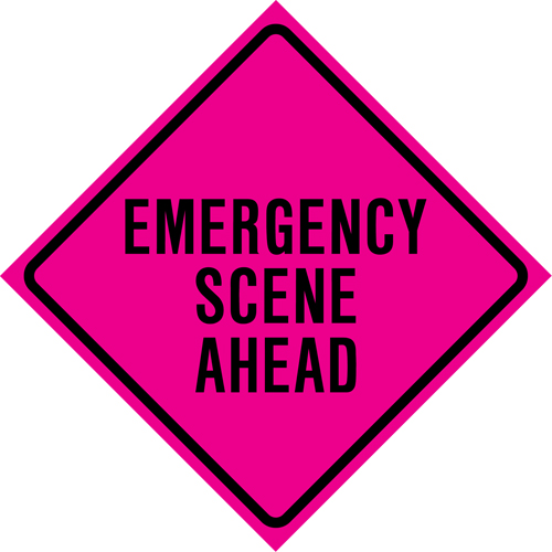 "Emergency Scene Ahead" Roll-Up Traffic Sign, 36" x 36", Vinyl, English Pronet Distribution