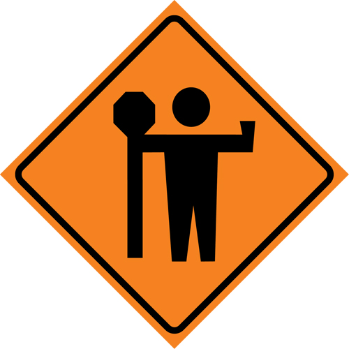 Flagman Roll-Up Sign Traffic Sign, 29-1/2" x 29-1/2", Vinyl, Pictogram Pronet Distribution