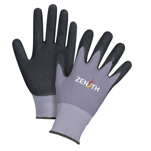 Gants ZX-1 de premi&egrave;re qualit&eacute; compatibles avec les &eacute;crans tactiles, 10/T-Grand, R&ecirc;vetement Nitrile/Mousse de nitrile, Calibre 15, Enveloppe en Nylon Pronet Distribution