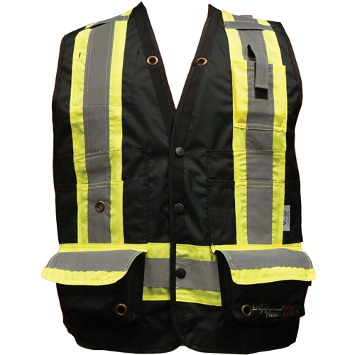Fire Retardant Surveyor Safety Vest, Black, Small, Polyester Pronet Distribution