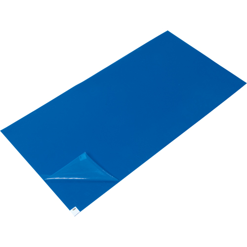 Tapis pelables de rechange pour salle blanche, &eacute;paisseur 1,57 mils, 1-1/2' la, 3-3/4' lo x Bleu Pronet Distribution