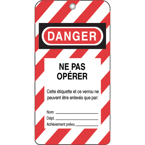 &eacute;tiquettes de verrouillage, Plastique, 3" la x 5-3/4" h, Français Pronet Distribution