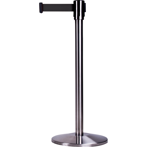 Free-Standing Crowd Control Barrier, Steel, 35" H, Black Tape, 7' Tape Length Pronet Distribution
