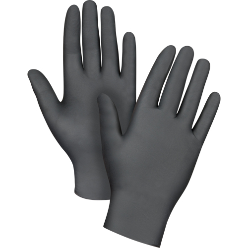 Gants jetables de calibre m&eacute;dical r&eacute;sistants &agrave; la perforation, Petit, Nitrile, 5 mils, Sans poudre, Noir, Classe 2 Pronet Distribution