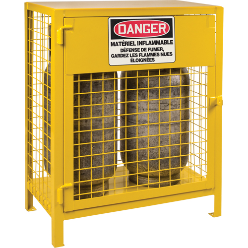 Gas Cylinder Cabinets, 2 Cylinder Capacity, 30" W x 17" D x 37" H, Yellow Pronet Distribution