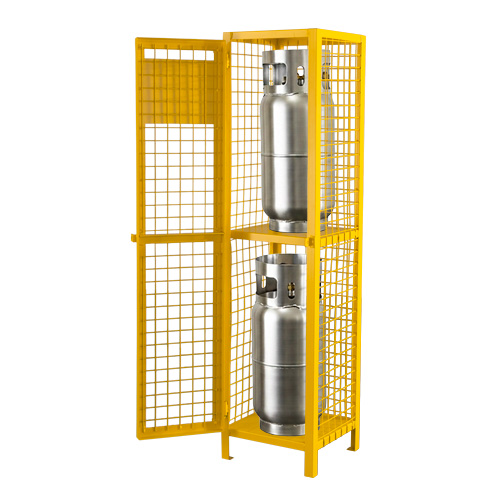 Gas Cylinder Cabinets, 2 Cylinder Capacity, 17" W x 17" D x 69" H, Yellow Pronet Distribution
