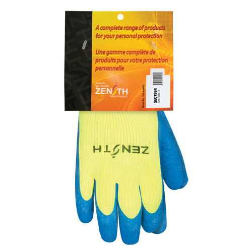 Gants haute visibilit&eacute; doubl&eacute;s d'acrylique de caoutchouc naturel, 9, R&ecirc;vetement Latex de caoutchouc, Calibre 7, Enveloppe en Acrylique Pronet Distribution