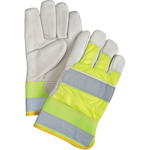 Gants d'ajusteur haute visibilit&eacute; de premi&egrave;re qualit&eacute;, Grand, Paume en Cuir fleur de vache Pronet Distribution