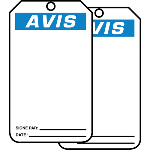 &eacute;tiquettes de s&eacute;curit&eacute; en français - &eacute;tiquettes avec ent&ecirc;ge vierge, Papier cartonn&eacute;, 3-1/8" la x 5-7/8" h, Français Pronet Distribution