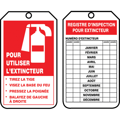&eacute;tiquettes de s&eacute;curit&eacute; d'inspection et de contr&ocirc;le de l'&eacute;tat de l'&eacute;quipement, Papier cartonn&eacute;, 3-1/8" la x 5-7/8" h, Français Pronet Distribution