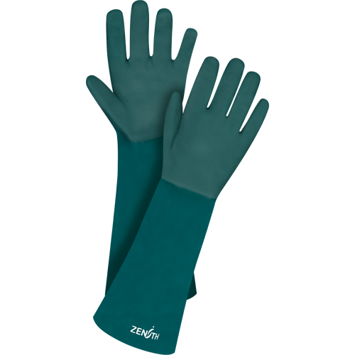 Double Dipped Green Gloves, 18" L, PVC, Cotton Jersey Inner Lining, 70-mil Pronet Distribution