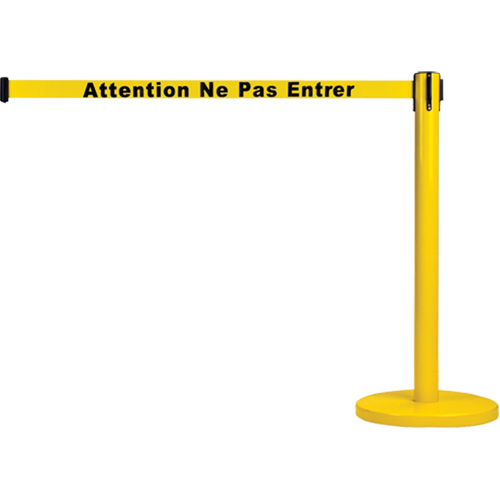 Free-Standing Crowd Control Barrier, Steel, 35" H, Yellow Tape, 7' Tape Length Pronet Distribution