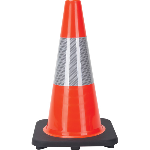 C&ocirc;ne de signalisation, 18", Orange, Bande(s) r&eacute;fl&eacute;chissante(s) 6" Pronet Distribution