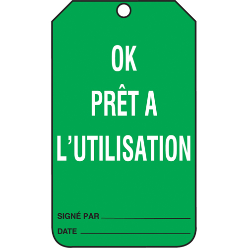 &eacute;tiquettes de s&eacute;curit&eacute; d'inspection et de contr&ocirc;le de l'&eacute;tat de l'&eacute;quipement, Papier cartonn&eacute;, 3-3/8" la x 5-7/8" h, Français Pronet Distribution