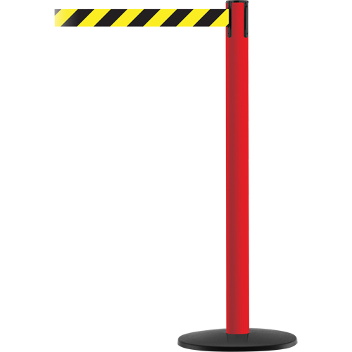 Advance TensaBarrier&reg; Barrier Post, Steel, 36" H, Black/Yellow Tape, 7.5' Tape Length Pronet Distribution