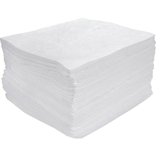 Feuilles absorbantes souffl&eacute;es de premi&egrave;re qualit&eacute;, Huile seulement, 15" x 17", 30 gal. d'absorption Pronet Distribution