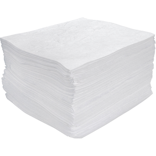 Feuilles absorbantes souffl&eacute;es de premi&egrave;re qualit&eacute;, Huile seulement, 15" x 17", 25 gal. d'absorption Pronet Distribution