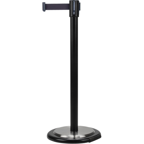Free-Standing Crowd Control Barrier, Steel, 35" H, Black Tape, 12' Tape Length Pronet Distribution