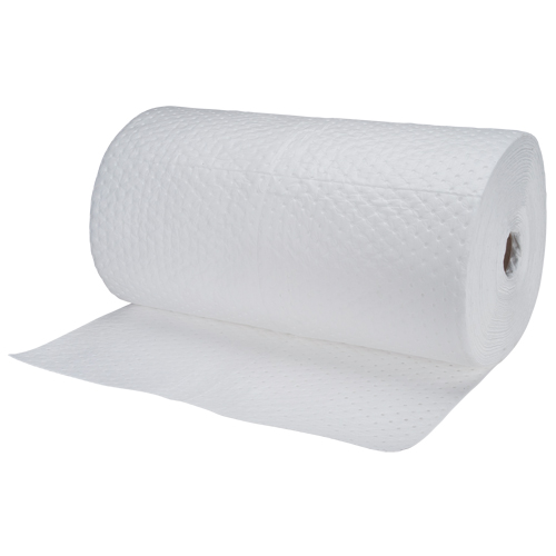 Rouleaux absorbants en fibres fines de calibre industriel, Poids moyen, 150' lo x 30" la, Absorption 50 gal. Pronet Distribution