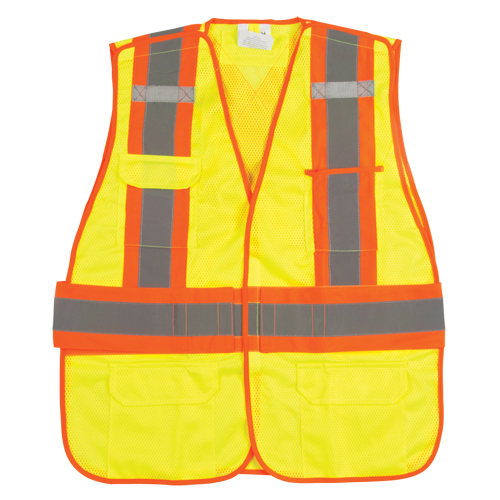 CSA Compliant High Visibility Surveyor Vest, High Visibility Lime-Yellow, 2X-Large, Polyester Pronet Distribution