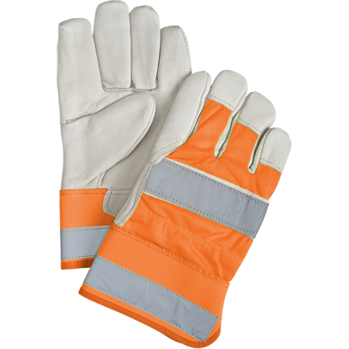 Premium Quality High Visibility Fitters Gloves, Large, Grain Cowhide Palm, Cotton Inner Lining Pronet Distribution
