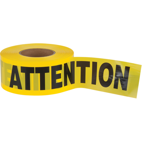 Ruban pour barricade Attention, Bilingue, 3" la x 1000' lo, 1,5 mil, Noir sur jaune Pronet Distribution