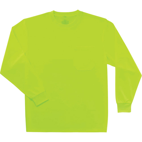 GloWear 8091 Non-Certified Long Sleeve T-Shirt, Polyester, Small, High Visibility Lime-Yellow Pronet Distribution