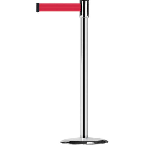 Montant pour barri&egrave;re Slimline TensaBarrier, Acier, 38" h, Ruban Rouge, Longueur du ruban 7,5' Pronet Distribution