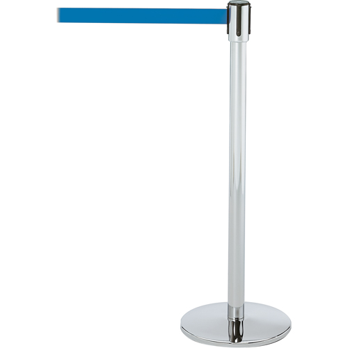 Slimline TensaBarrier&reg; Barrier Post, Steel, 38" H, Blue Tape, 7.5' Tape Length Pronet Distribution