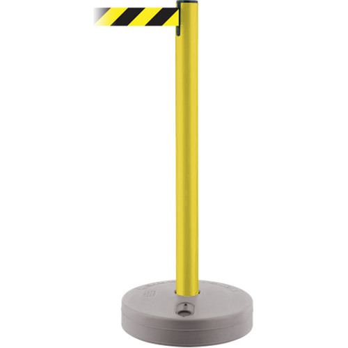 Outdoor TensaBarrier&reg; Barrier Post, Plastic, 37" H, Black/Yellow Tape, 13' Tape Length Pronet Distribution
