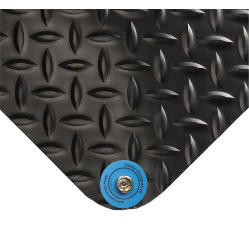 Tapis conducteur d'&eacute;lectricit&eacute; no 786, 2' la x 3' lo x 15/16" &eacute;p, PVC, Losange, Noir Pronet Distribution