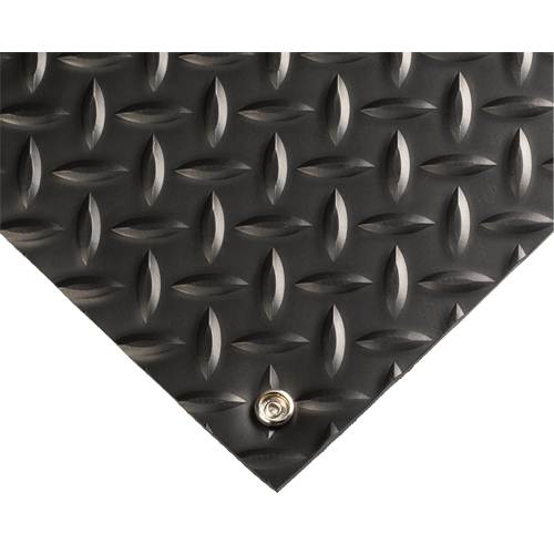 Tapis conducteur d'&eacute;lectricit&eacute; no 785, 3' la x 75' lo x 5/32" &eacute;p, PVC, Losange, Noir Pronet Distribution