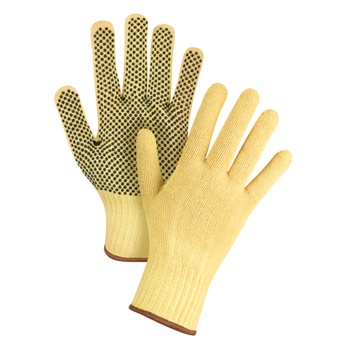 Gants tricot&eacute;s sans couture &agrave; pois, Taille Grand/9, Calibre 7, Rev&ecirc;tement PVC, Enveloppe en Kevlar, ASTM ANSI niveau A2/EN 388 niveau 3 Pronet Distribution