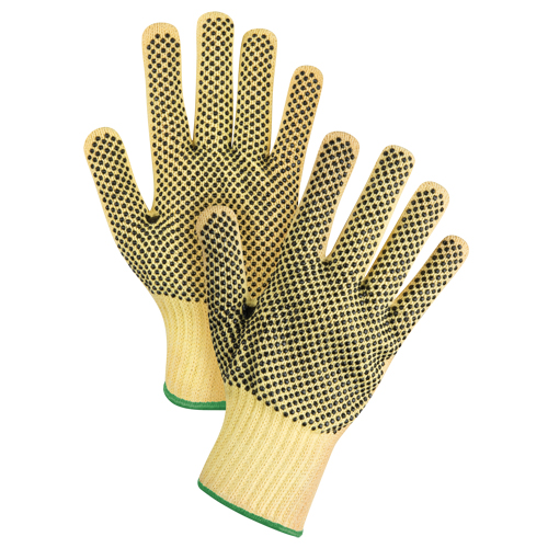 Gants tricot&eacute;s deux c&ocirc;t&eacute;s, sans couture, &agrave; pois, Taille Moyen/8, Calibre 7, Rev&ecirc;tement PVC, Enveloppe en Kevlar, ASTM ANSI niveau A2/EN 388 niveau 3 Pronet Distribution