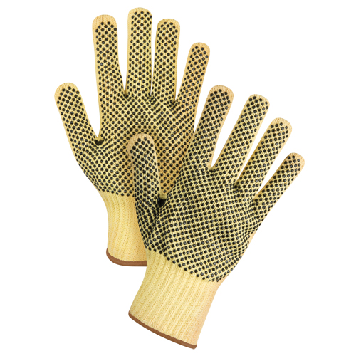 Gants tricot&eacute;s deux c&ocirc;t&eacute;s, sans couture, &agrave; pois, Taille Grand/9, Calibre 7, Rev&ecirc;tement PVC, Enveloppe en Kevlar, ASTM ANSI niveau A2/EN 388 niveau 3 Pronet Distribution