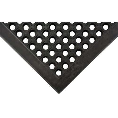 Tapis antifatigue, &agrave; fentes, 3' x 5' x 7/8", Noir, Caoutchouc naturel Pronet Distribution