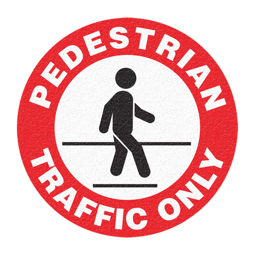 Panneau de signalisation au sol  Pedestrian Traffic Only , Adh&eacute;sif, Anglais avec pictogramme Pronet Distribution