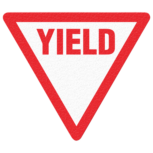 Panneau de signalisation au sol  Yield , Adh&eacute;sif, Anglais avec pictogramme Pronet Distribution