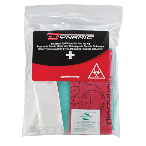 Trousse de premiers soins pour nettoyage de biorisques Dynamic, Dispositif m&eacute;dical Classe 1, Sac en plastique refermable Pronet Distribution