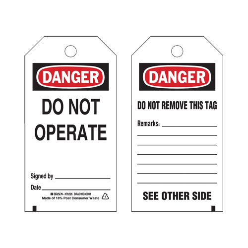 Lockout Tags, Plastic, 3" W x 5-3/4" H, English Pronet Distribution