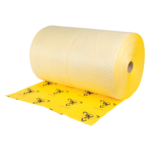 Rouleaux d'avertissement de premi&egrave;re qualit&eacute; - absorbants haute visibilit&eacute;, Lourd, 150' lo x 30" la, Absorption 57 gal. Pronet Distribution