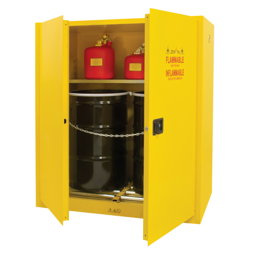 Armoire pour entreposage de barils &agrave; la verticale, Capacit&eacute; de 110 gal. US, 2 barils, Jaune Pronet Distribution