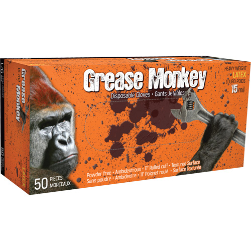 Gants Grease Monkey, Moyen, Latex, 15 mils, Sans poudre, Bleu Pronet Distribution