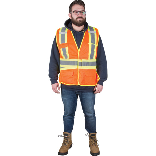 Veste d'arpenteur r&eacute;sistante aux flammes, Orange haute visibilit&eacute;, Moyen, Polyester Pronet Distribution